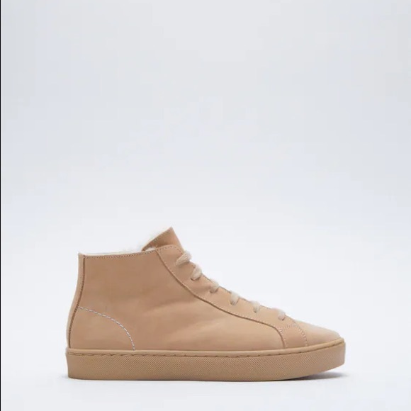 ZARA LEATHER SNEAKERS WITH FUR LINING - Picture 3 of 11